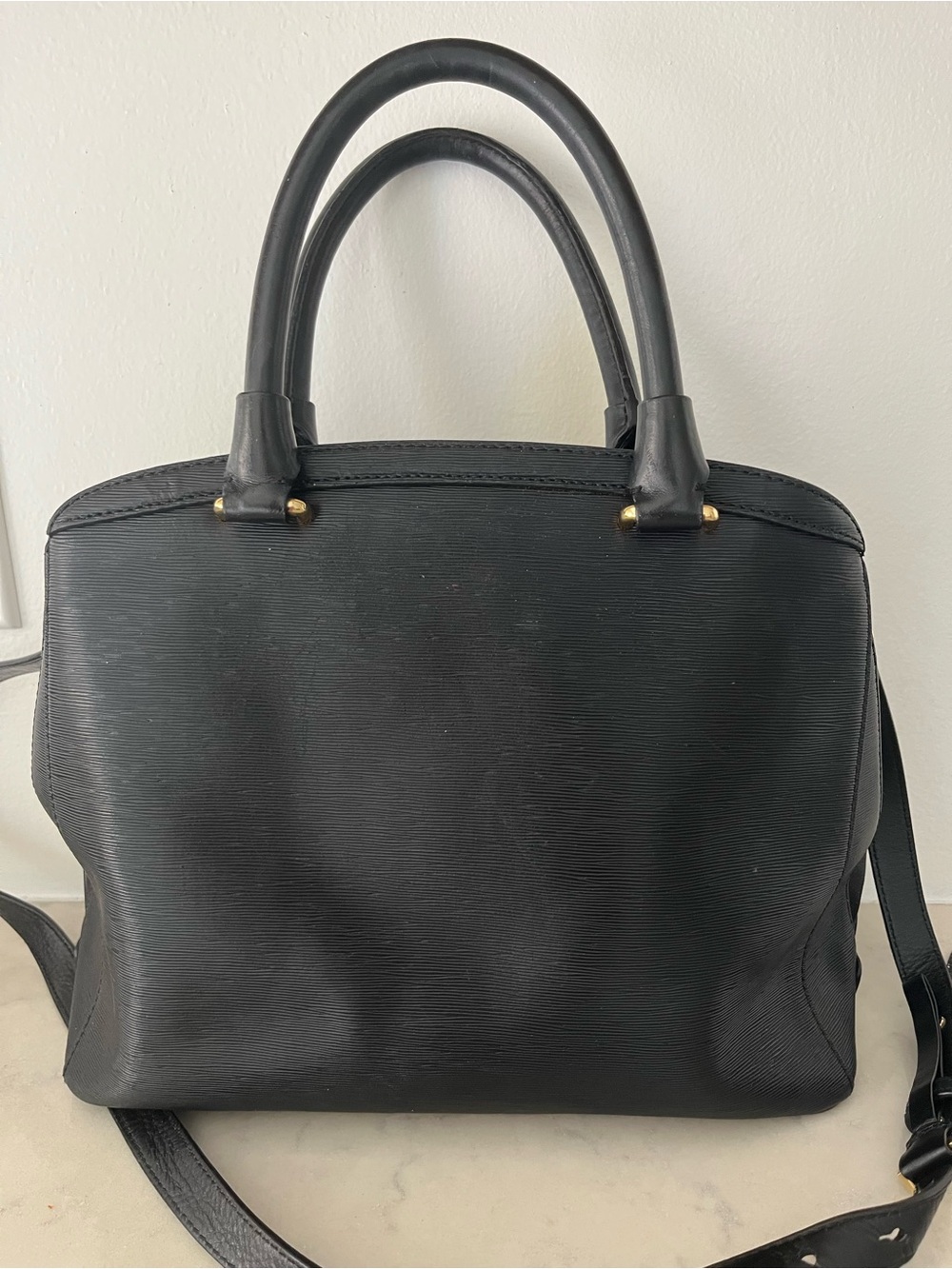 Ted Baker Black Leather Tote Satchel Handles Crossbody - Picture 2 of 9